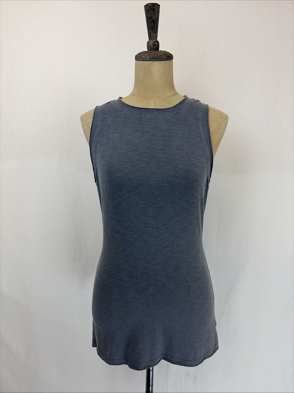 XCVI Wearables Gray Long Distressed Hem Razor Back Tank Top XS #0655